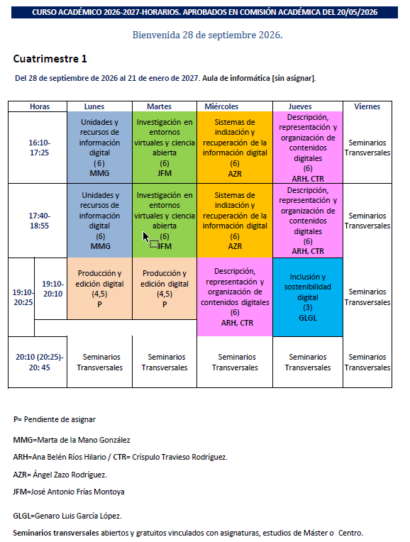 Horario 1
